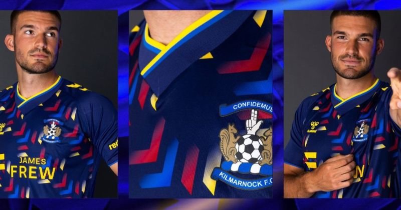 players wearing kilmarnock 2023-24 third shirt in purple